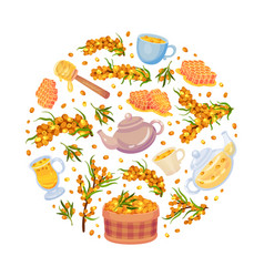 Sea Buckthorn And Honey Round Composition Design