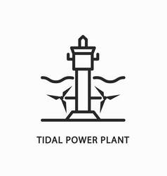 Tidal Power Plant Line Flat Icon