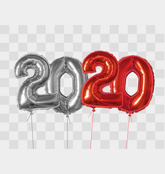 2020 Number Silver And Red Foiled Balloons