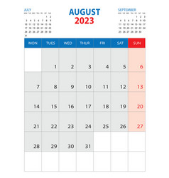 Calendar 2023 Template - August 2023 Year