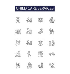 Child Care Services Line Icons And Signs