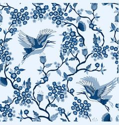 Classic Blue Chinoiserie Seamless Pattern