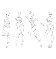 Female Ten Heads Figure Poses Template Croquis