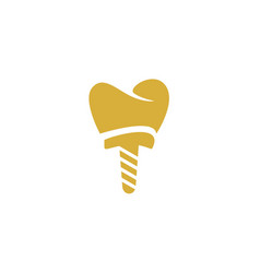 Gold Dental And Screw Bolt Logo Icon