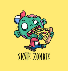 A Creepy Skating Zombie Is Biting Slice Of Pizza