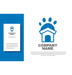 Blue Animal Shelter House Icon Isolated On White