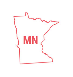 Minnesota Us State Map Red Outline Border