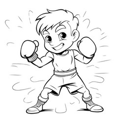 Cartoon Boxer Boy With Boxing Gloves Black