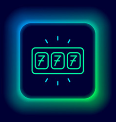 Glowing Neon Line Slot Machine With Lucky Sevens