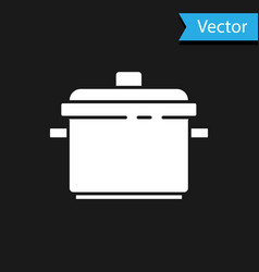 White Cooking Pot Icon Isolated On Black