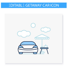 Picnic Near Car Line Icon