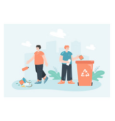 Two Cartoon Men Throwing Trash On Ground