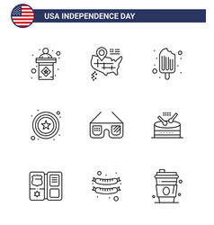 Usa Independence Day Line Set 9 Pictograms