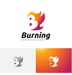 B Letter Burning Hot Fire Flame Initial Logo