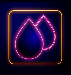 Glowing Neon Water Drop Icon Isolated On Black