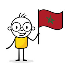 Man Holding Flag Of Morocco Isolated On White