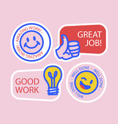 Set Drawn Motivational Great Job Stickers