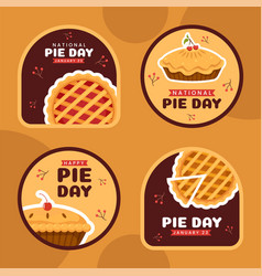 National Pie Day Label Flat Cartoon Hand Drawn