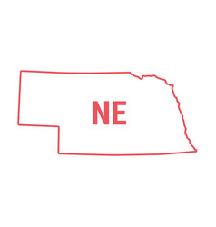 Nebraska Us State Map Red Outline Border