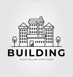 Bank Building Or Hotel Architecture Line Art Logo