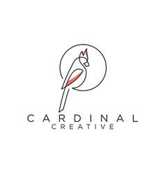 Cardinal Line Art Logo Design