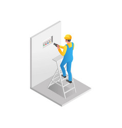 Flat Isometric Concept Man Plugging