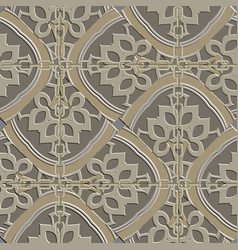 Textured Floral Arabesque 3d Seamless Pattern