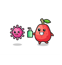 Water Apple Character Chasing Evil Virus