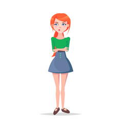 Skeptic Young Woman Cartoon Flat Character