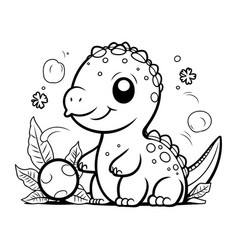 Cute Cartoon Dinosaur Coloring Page Isolated