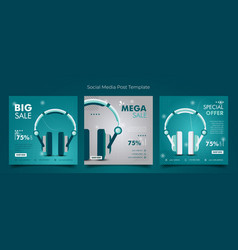 Social Media Template With Headphone In Abstract