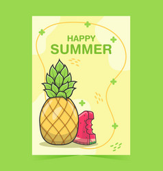 Summer Poster With Pineapple And Watermelon