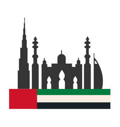 Uae National Day Flag With Buildings