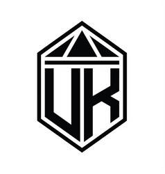 Uk Letter Logo Monogram Simple Hexagon Shield