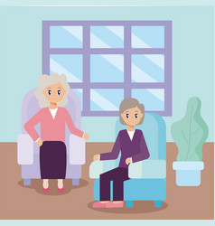 Elderly Care Old Women On Living Room