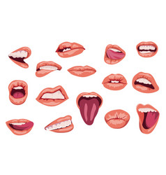 Female Mouths Expressing Emotions Set Graphic