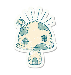 Grunge Sticker Tattoo Style Toadstool House