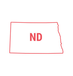 North Dakota Us State Map Red Outline Border