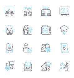 Classroom Training Linear Icons Set Learning