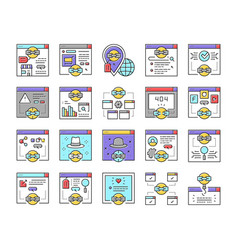 Link Building And Optimization Icons Set