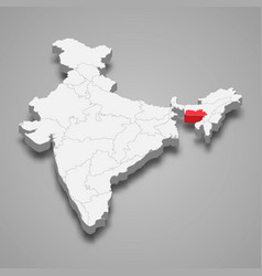 Meghalaya State Location Within India 3d Map