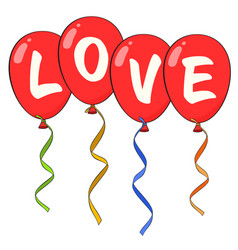 Red Balloons With Word Love