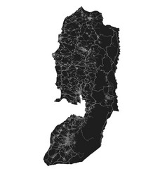 West Bank And Gaza Map Detailed Black Map