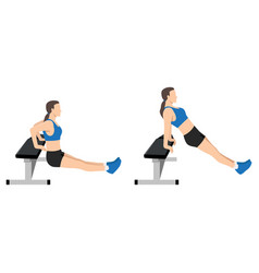 Woman Doing Bench Tricep Dips Exercise