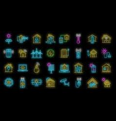 Autonomous House Icon Set Neon