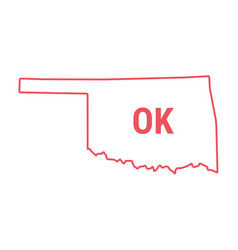 Oklahoma Us State Map Red Outline Border