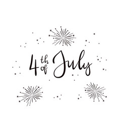 Text 4th July And Fireworks On White Background