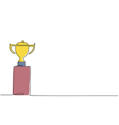 Single One Line Drawing Of Gold Winning Trophy