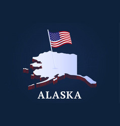 Alaska State Isometric Map And Usa Natioanl Flag