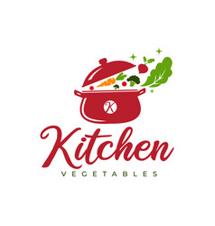 Home Kitchen Logo With Pot Full Of Vegetables